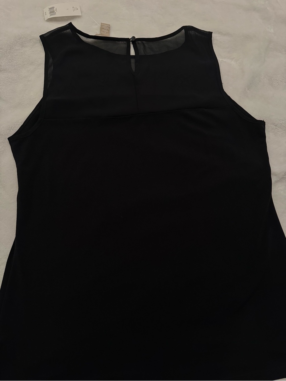 Banana Republic NWT Black Sleeveless Tank with Sheer Yoke - Picture 5 of 8